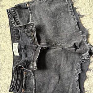 Abercrombie & Fitch Black Jean Shorts Distressed Style